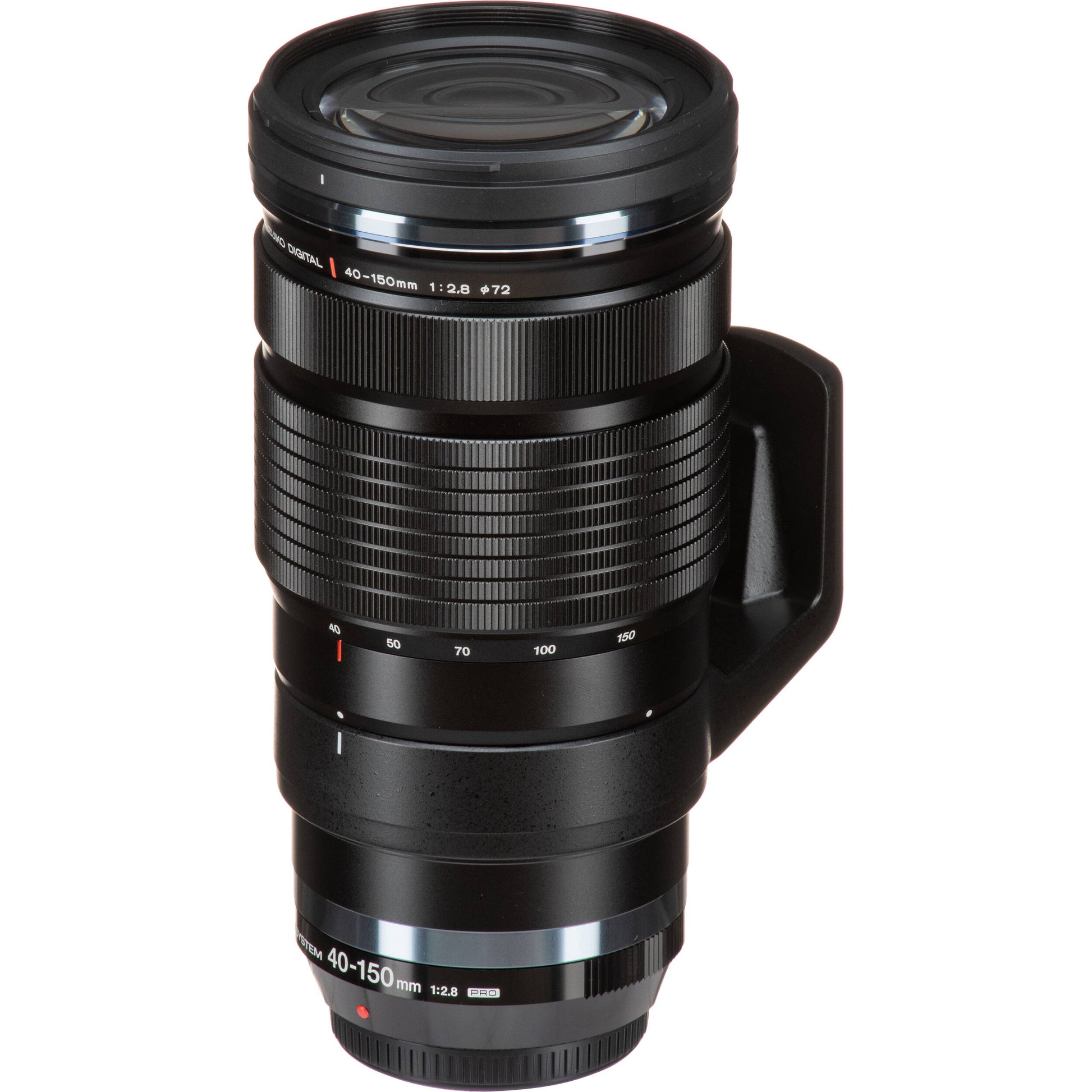 OM SYSTEM M.Zuiko Digital ED 40-150mm f/2.8 PRO lens for Micro Four Thirds cameras, showing compact telephoto zoom and professional design.