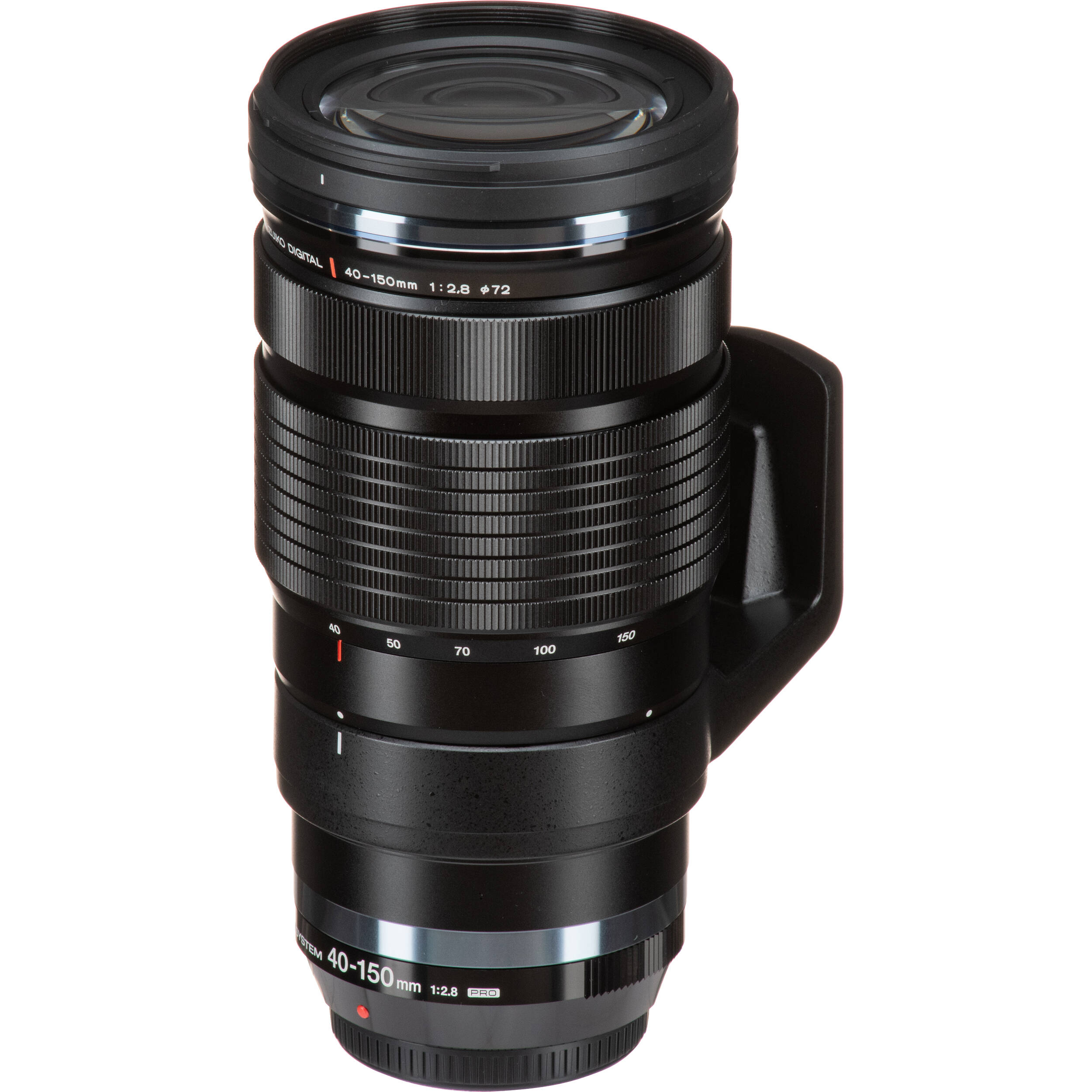OM SYSTEM M.Zuiko Digital ED 40-150mm f/2.8 PRO lens for Micro Four Thirds cameras, showing compact telephoto zoom and professional design.