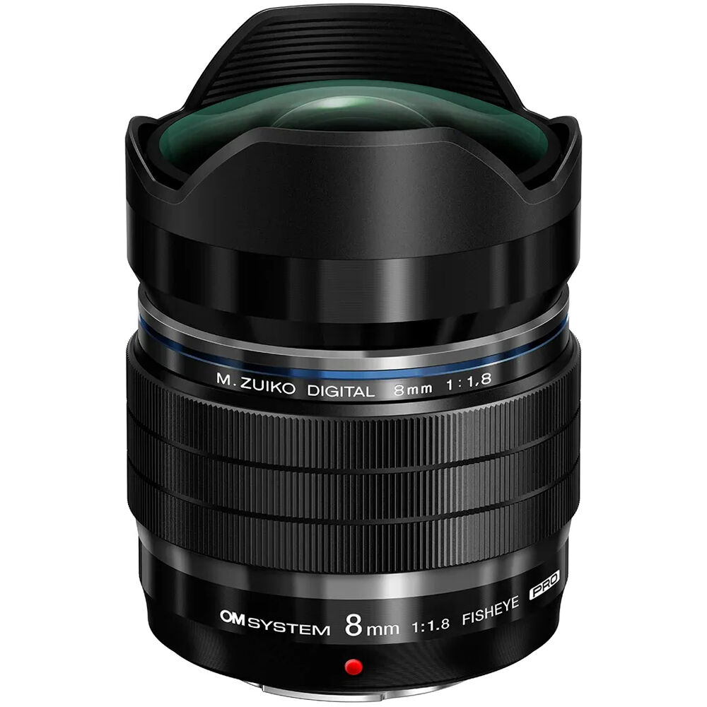 OM SYSTEM M.Zuiko Digital ED 8mm f/1.8 Fisheye PRO Lens for Micro Four Thirds cameras, ultra-wide 180° view with bright aperture and weather-sealed design.