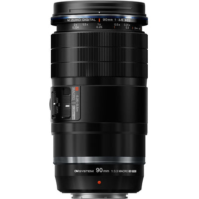 OM SYSTEM M.Zuiko Digital ED 90mm f/3.5 Macro IS PRO lens for Micro Four Thirds cameras, 180mm equivalent telephoto macro, IP53 weather-sealed, with optical stabilisation.