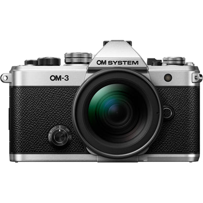 OM System OM-3 with 12-45mm f/4 Pro Lens, 20.4MP sensor, TruePic X, compact weather-sealed zoom, 7.5 stops IBIS, 120fps burst, 4K 60p video