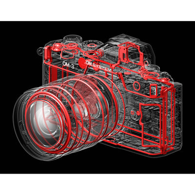 OM System OM-3 with 12-45mm f/4 Pro Lens, 20.4MP sensor, TruePic X, compact weather-sealed zoom, 7.5 stops IBIS, 120fps burst, 4K 60p video