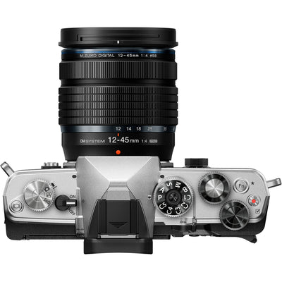 OM System OM-3 with 12-45mm f/4 Pro Lens, 20.4MP sensor, TruePic X, compact weather-sealed zoom, 7.5 stops IBIS, 120fps burst, 4K 60p video