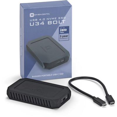Oyen Digital U34 Bolt USB4 External SSD, portable aluminium drive with USB-C port
