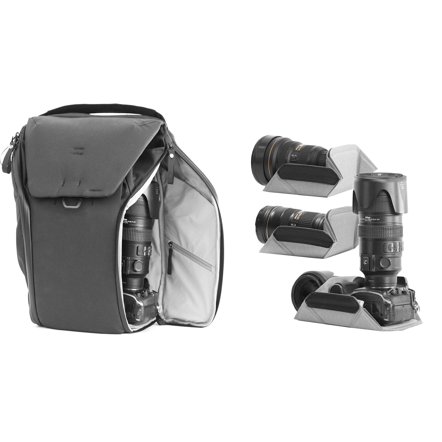 Everyday Backpack with top MagLatch, side pockets, FlexFold dividers, and padded straps.
