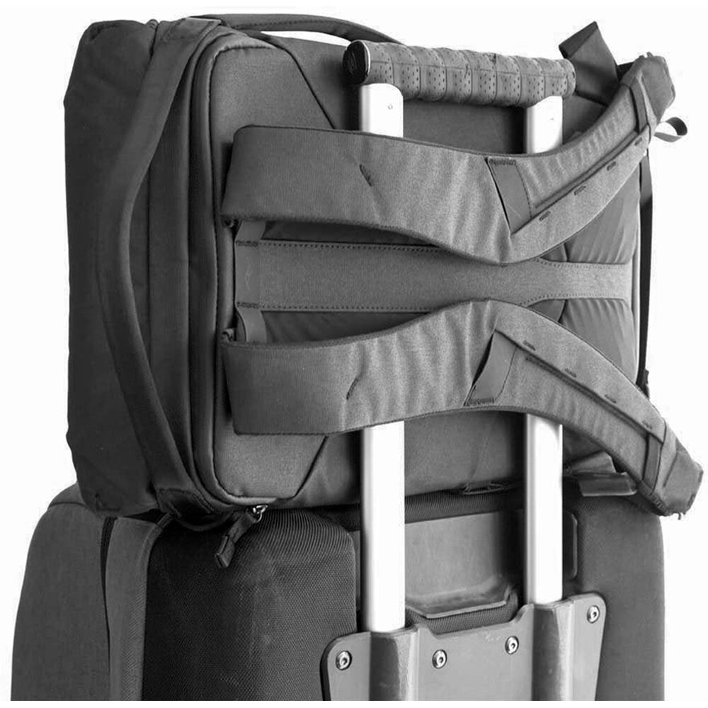 Peak Design 30L Everyday Backpack in Charcoal with top access side pockets and padded straps.