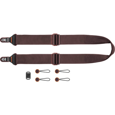 Peak Design Slide camera strap with red Anchor Links, padded nylon webbing, and aluminium quick-adjusters