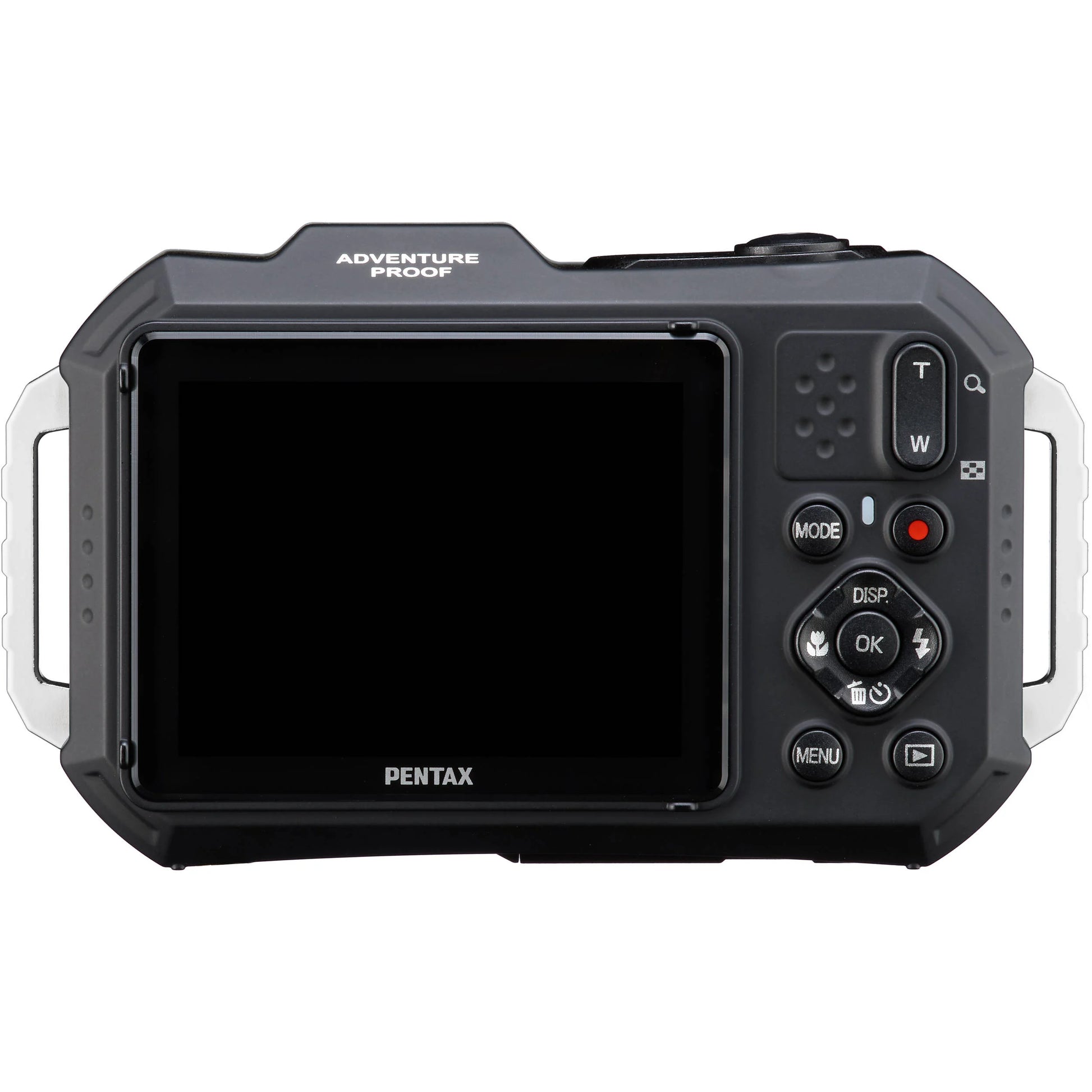 Pentax WG-1000 rugged compact camera in grey, waterproof to 15m, shockproof, with 16.35MP sensor and 4x optical zoom.