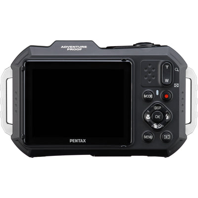 Pentax WG-1000 rugged compact camera in grey, waterproof to 15m, shockproof, with 16.35MP sensor and 4x optical zoom.