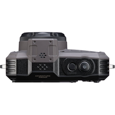Pentax WG-1000 rugged compact camera in grey, waterproof to 15m, shockproof, with 16.35MP sensor and 4x optical zoom.