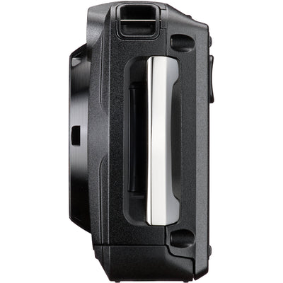 Pentax WG-8 rugged waterproof camera in black with 20MP sensor, 5x optical zoom, 4K video, and durable build for outdoor use.