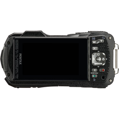 Pentax WG-90 rugged waterproof blue camera with 16MP sensor, 5x optical zoom, 1cm macro mode, and 2.7-inch AR-coated LCD.