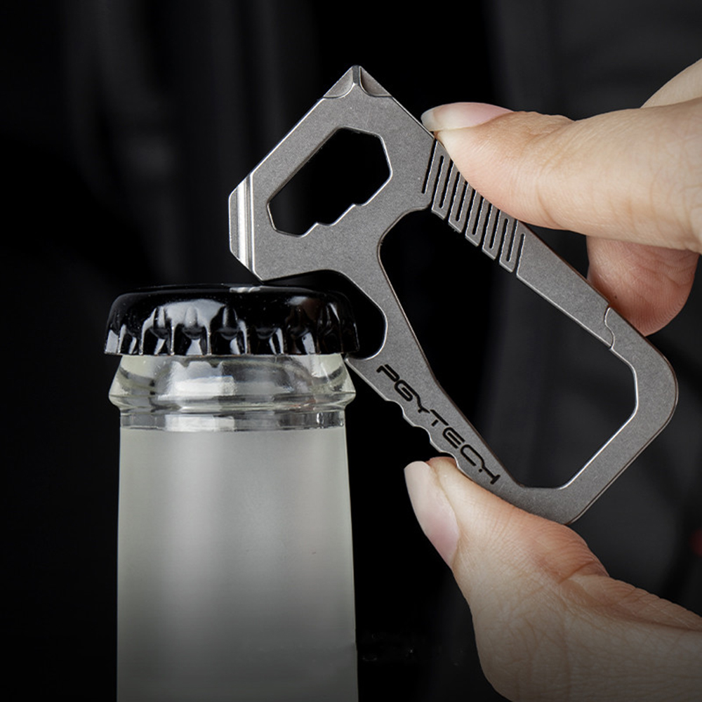 Lightweight titanium EDC carabiner multi tool for outdoors