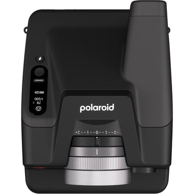 Polaroid I-2 Instant Camera with 98mm f/8 lens, LiDAR autofocus, manual and auto exposure modes, built-in flash, Bluetooth remote control, optical viewfinder with LCD info display, rechargeable battery, and robust aluminum alloy body.