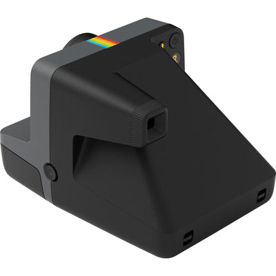 Polaroid Now Generation 3 Starter Set in black, featuring upgraded two-lens autofocus system, double-exposure and self-timer modes, built-in tripod mount, accurate flash, USB-C rechargeable battery, made with 40% recycled plastics, compatible with Polaroid i-Type and 600 film."
