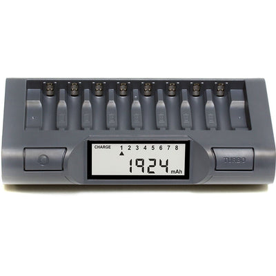 Powerex MH-C940 Charger-Analyser for AA and AAA NiMH/NiCd rechargeable batteries with LCD display.