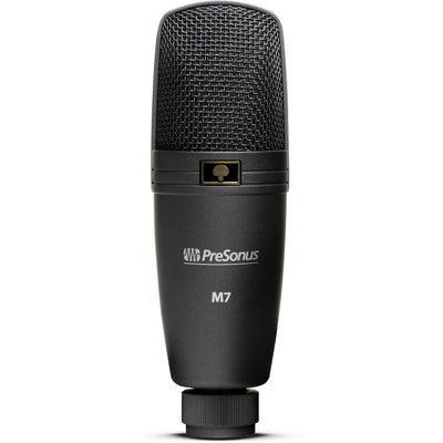 PreSonus AudioBox GO Creator Bundle kit, including compact USB interface, M7 cardioid condenser microphone and HD7 monitoring headphones.
