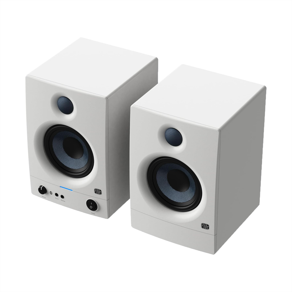 PreSonus Eris 4.5BT White monitors angled view
