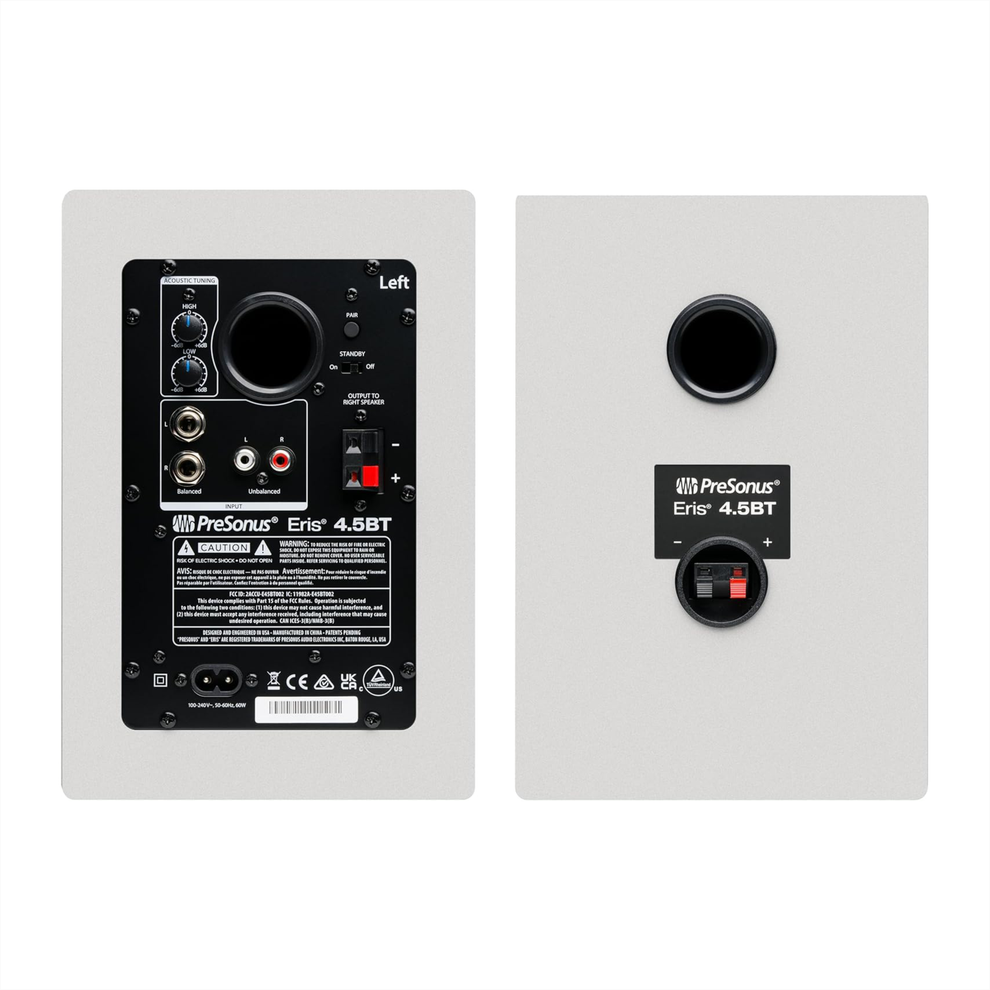 PreSonus Eris 4.5BT White monitors back input view