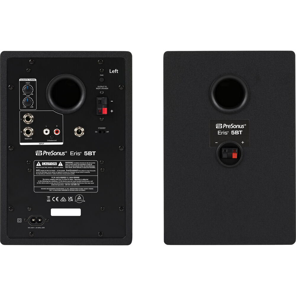 PreSonus Eris 5BT 2nd Gen active studio monitors back view