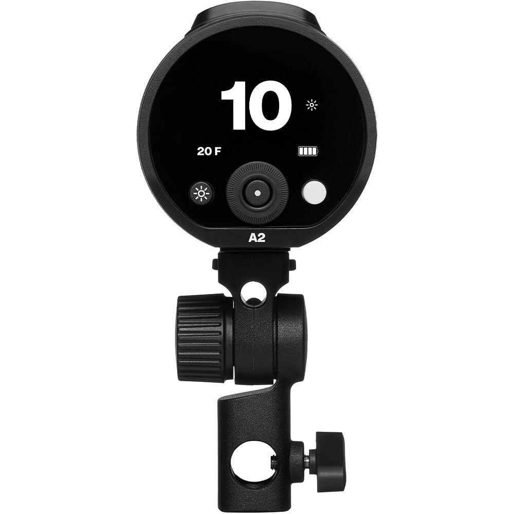 Black digital device with a display on a white background