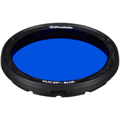 Blue filter with black frame on a white background