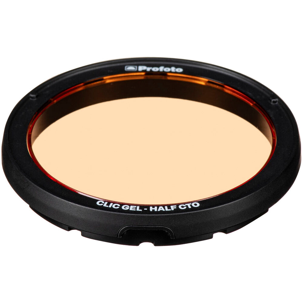 Camera lens filter with beige center and black frame on a white background