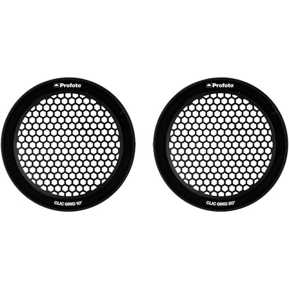 Two Profoto Clic Grid filters on a white background