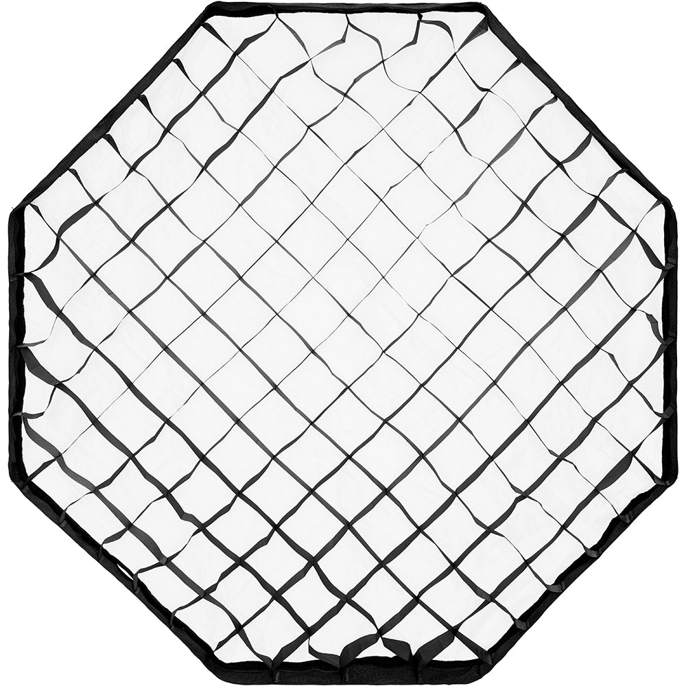 Hexagonal softbox with grid pattern on a white background