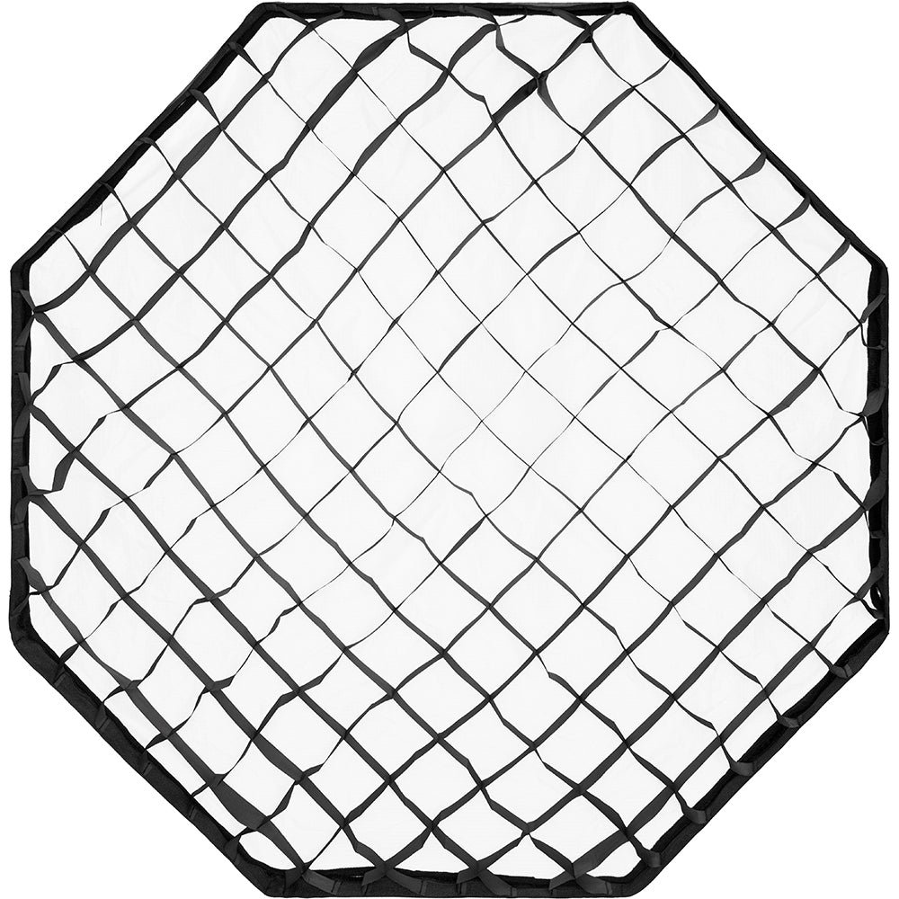 Hexagonal softbox with grid pattern on a white background