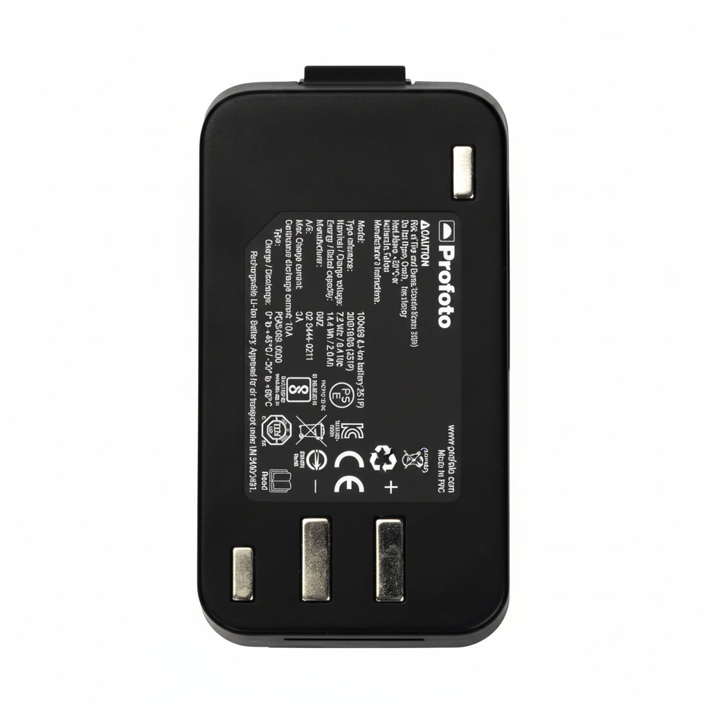 Profoto A1X Li-Ion Battery featuring compact black design with Profoto logo.