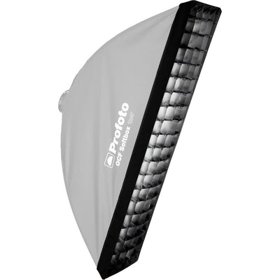 Photographic softbox with black grid and 'Profoto' branding on a white background