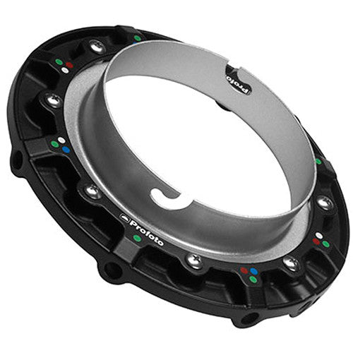 Profoto RFi Speedring Adapter for Elinchrom flash heads, durable metal ring with mounting locks.