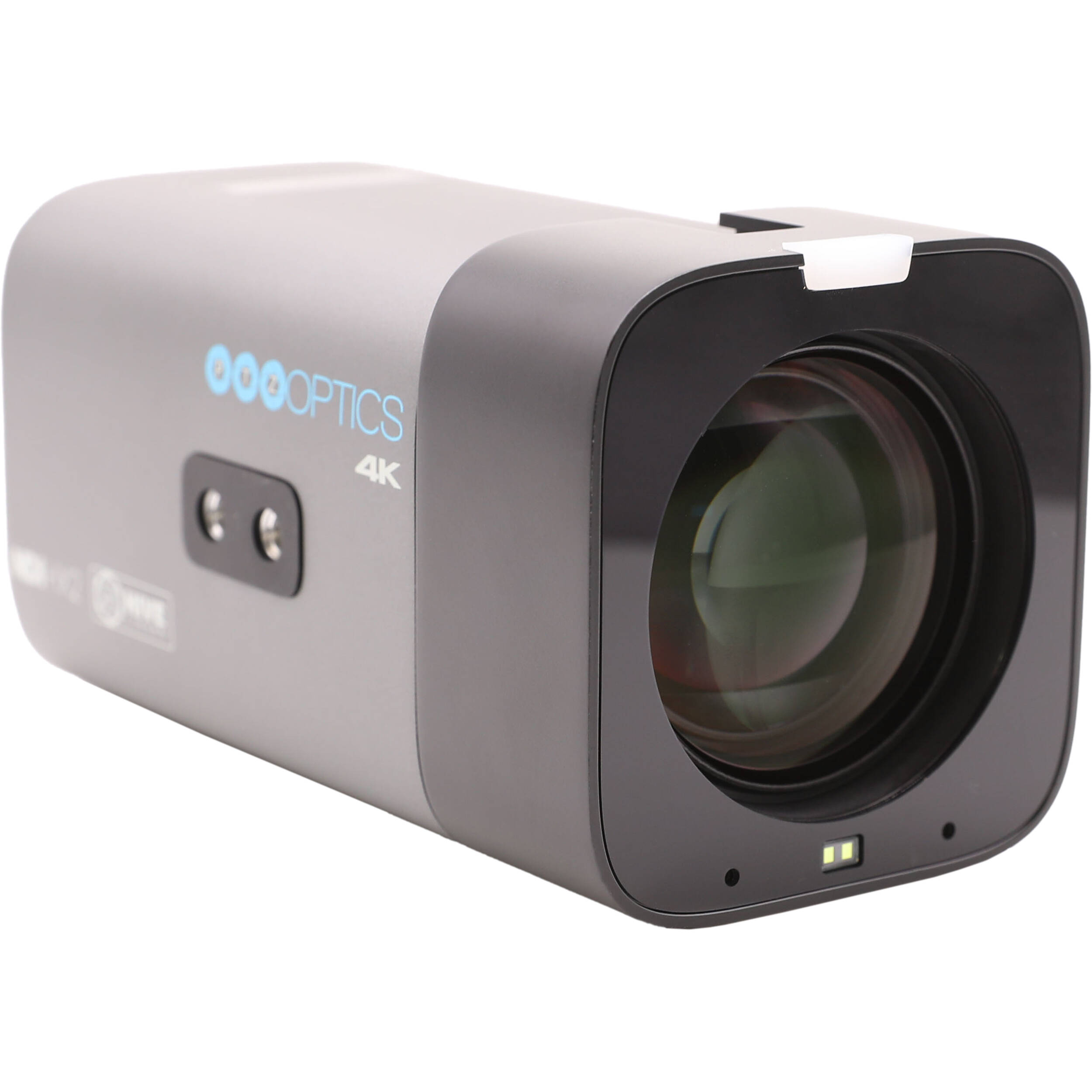 PTZOptics Studio 4K Ultra HD professional broadcast camera featuring a high-quality glass lens and compact housing.
