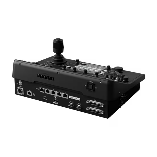 Canon RC-IP1000 PTZ Camera Controller with 7-inch touchscreen and joystick for professional multi-camera control.