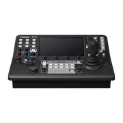 Canon RC-IP1000 PTZ Camera Controller with 7-inch touchscreen and joystick for professional multi-camera control.