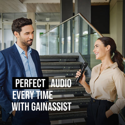 The RODE Interview Pro Wireless Handheld Condenser Microphone features a wireless microphone great for recording professional audio in a space for content creation.