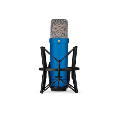 The iconic RODE NT1 large-diaphragm studio condenser microphone delivers rich bass, detailed midrange, and clear highs.