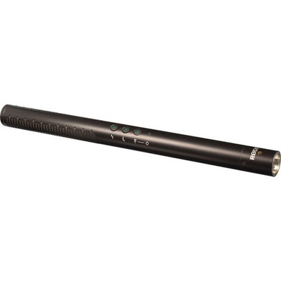 The Rode NTG4 shotgun microphone with digital switches and built-in rechargeable battery.
