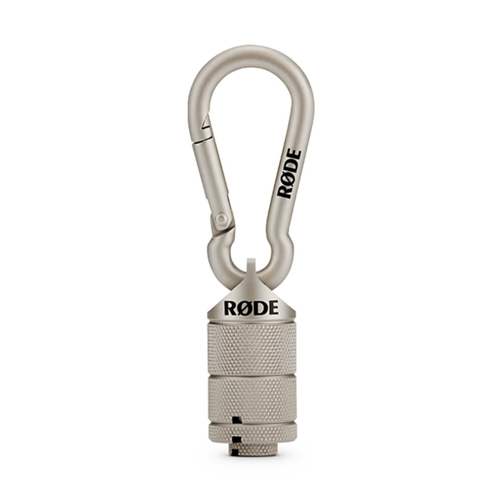 RODE Universal Thread Adaptor Kit with brass and stainless-steel thread adapters in a magnetic carabiner case.