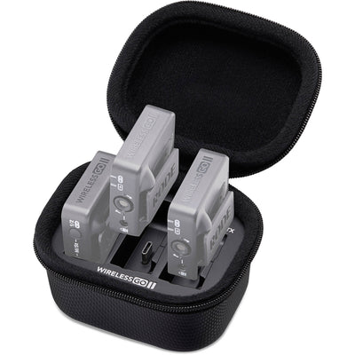 A robust charging case designed to protect your gear while powering it. Compatible with both transmitters and the receiver of the RODE Wireless GO II.