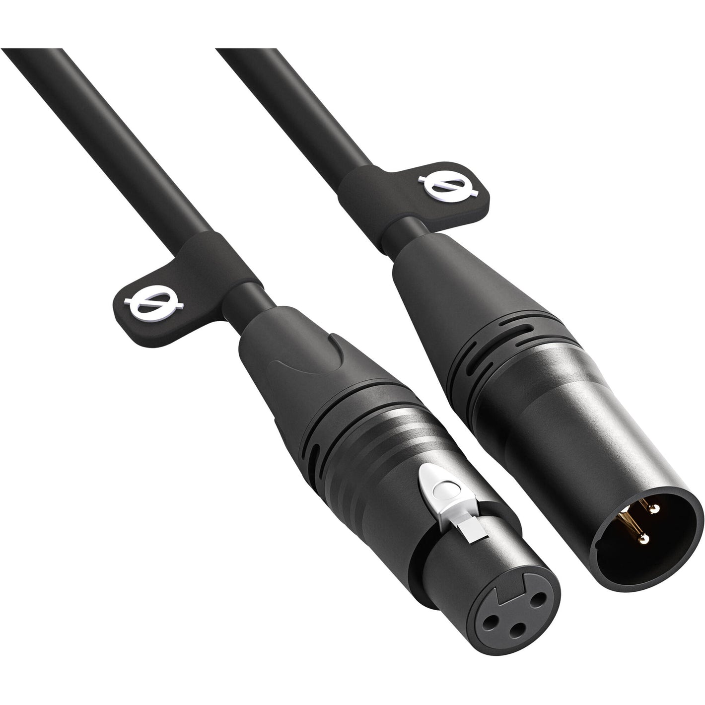 XLR cable for microphones, mixers, and audio gear, providing low-noise signal transfer.