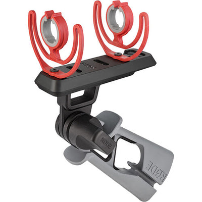 RODE PG2-R Pistol Grip with Rycote Lyre Shock Mount for handheld microphones, reduces handling noise and offers ergonomic comfort.
