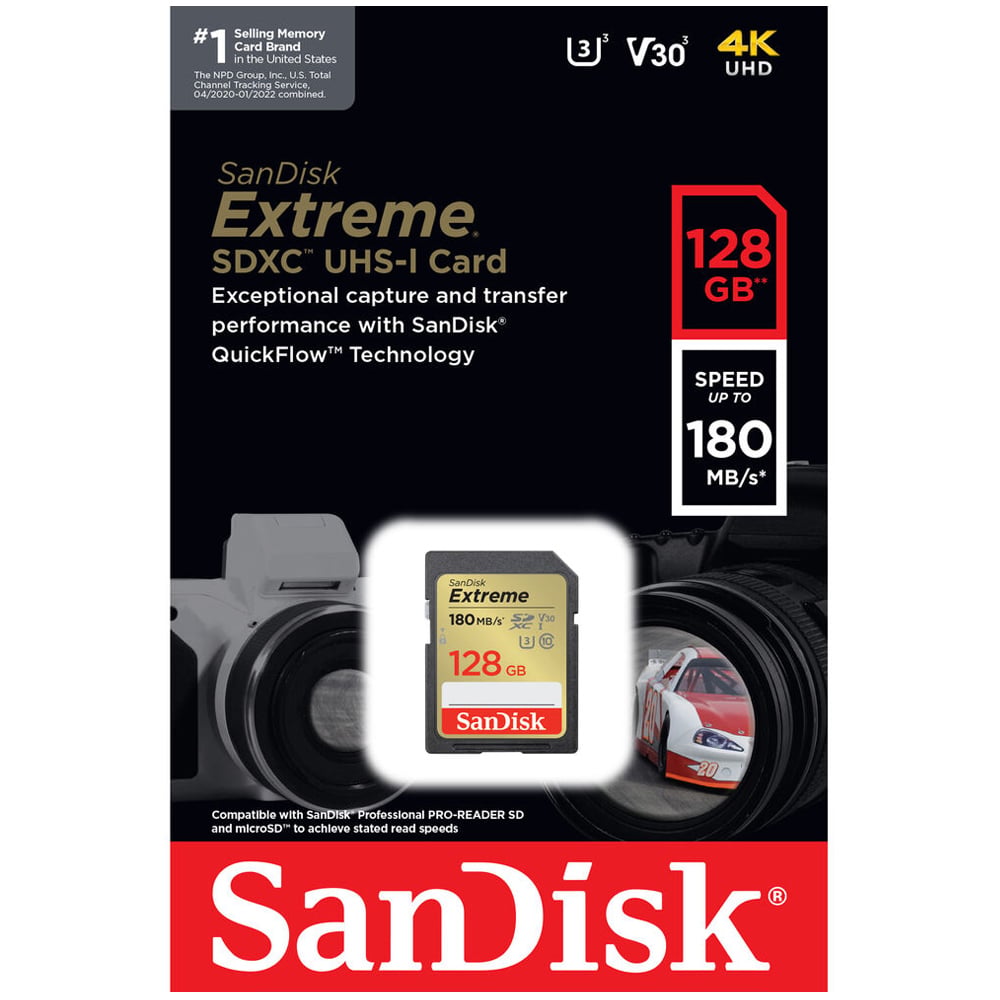 SanDisk 128GB Extreme SD Card 180MB/S | Memory Card – Outdoorphoto