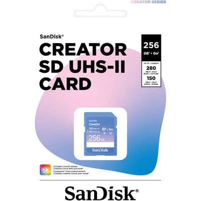 SanDisk Creator UHS-II SDXC Memory Card – high-speed storage solution designed for content creators, with fast read/write speeds and 4K video support.