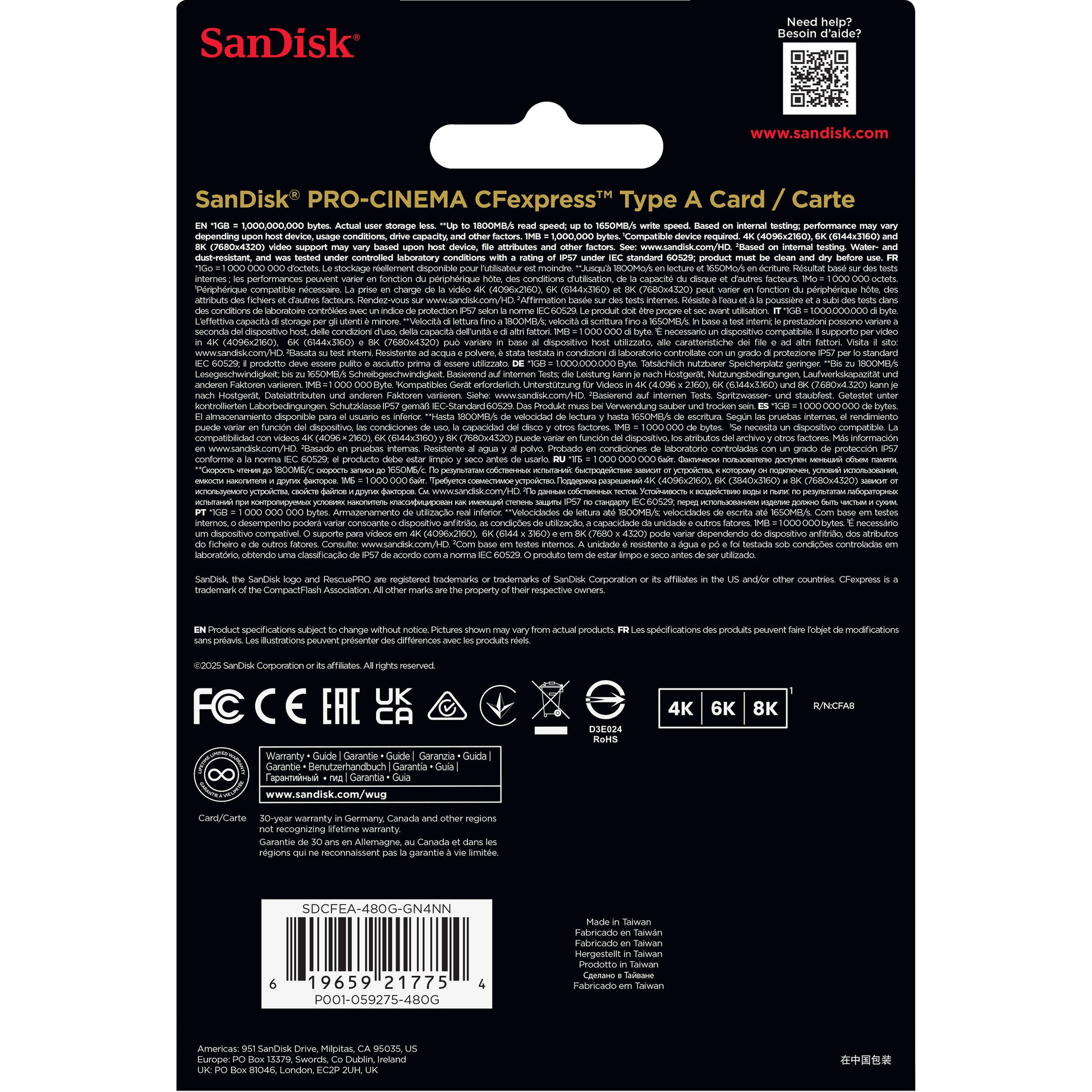 CFexpress Type A card high-speed SanDisk Pro-Cinema