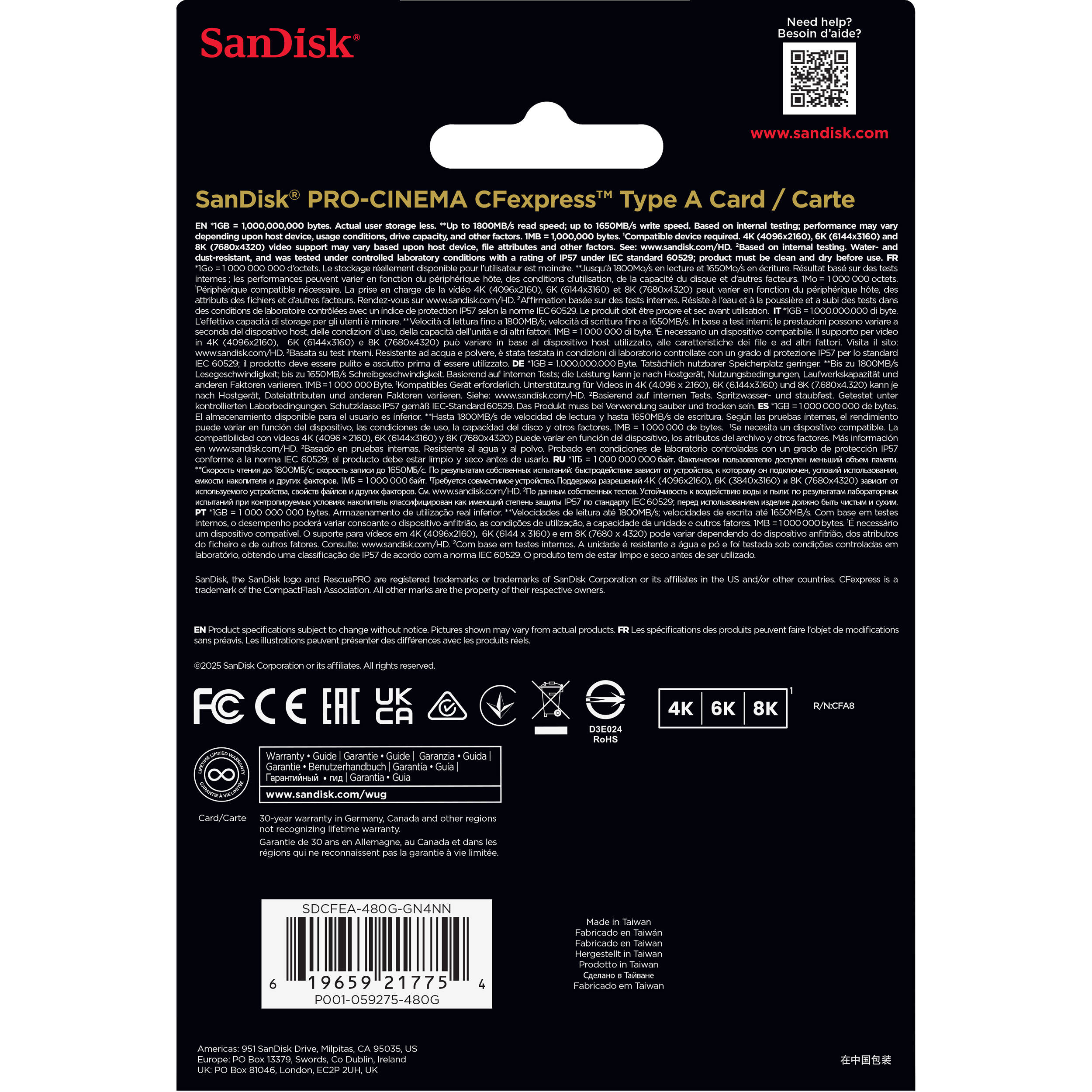 CFexpress Type A card high-speed SanDisk Pro-Cinema