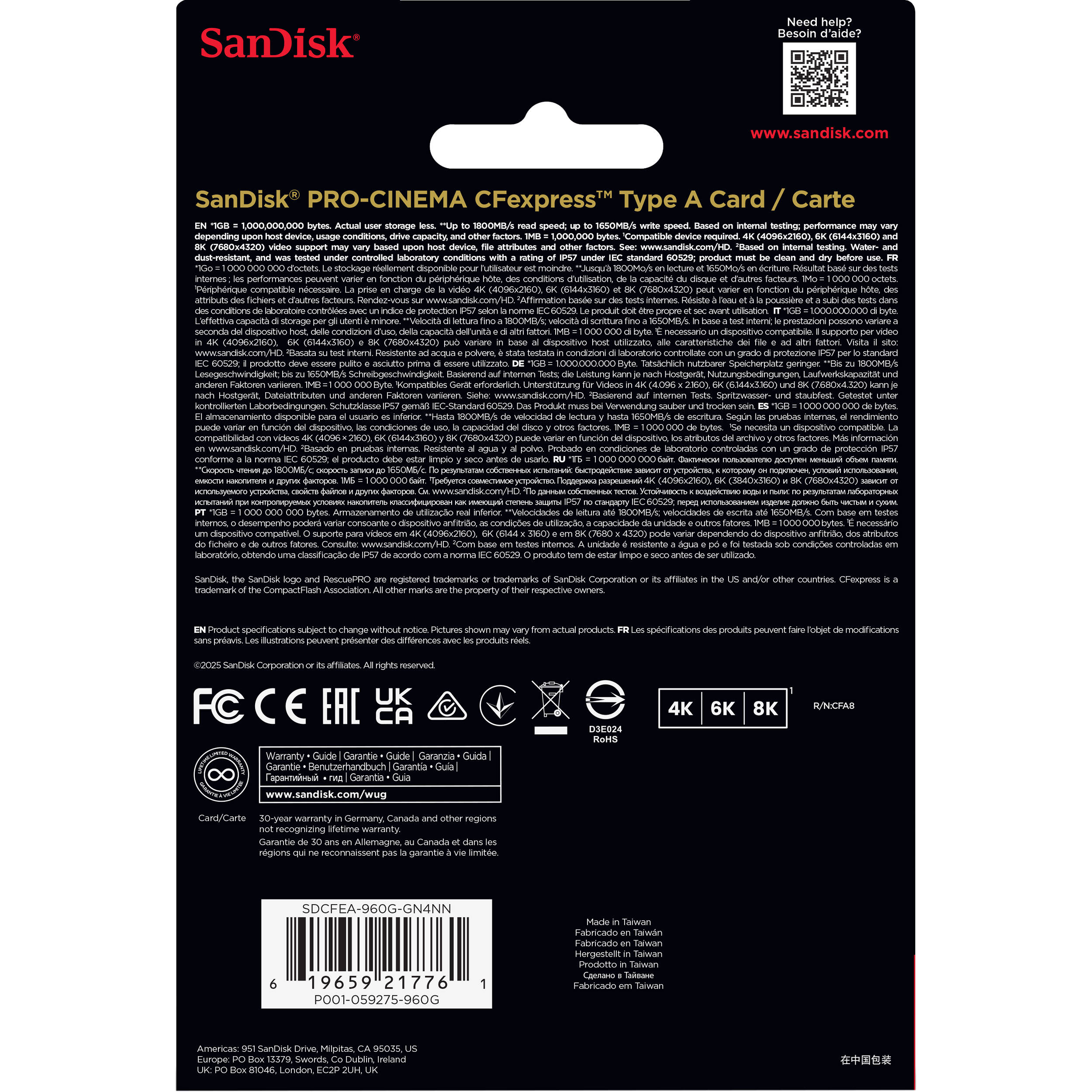 CFexpress Type A card high-speed SanDisk Pro-Cinema