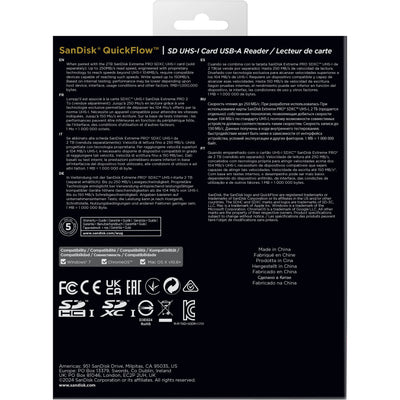 SanDisk QuickFlow SD UHS-I USB-A Reader for fast 4K video and RAW photo transfers up to 250MB/s

