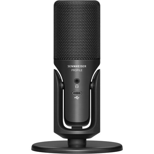 The Sennheiser Profile USB Microphone features USB-C connectivity, gain, mix, and volume controls, plus a soft-touch mute button with LED indicator.